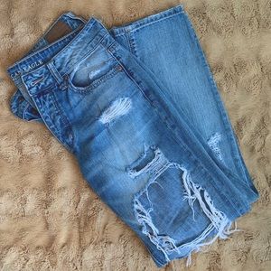 AMERICAN EAGLE Lighter Wash Heavily Ripped Jeans